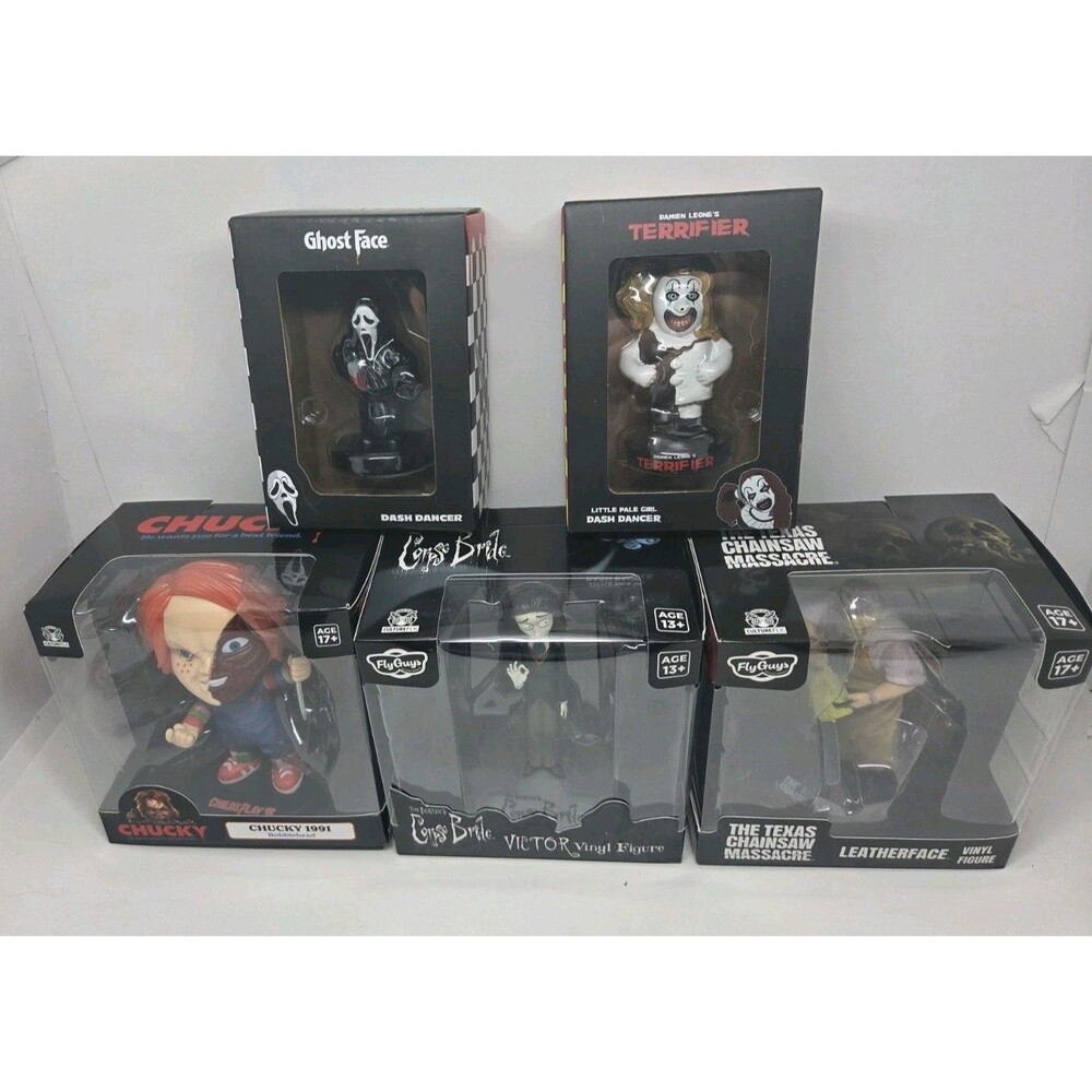 Lot of 5 Horror Collectibles - Chucky, Leatherface, Victor, GhostFace, Pale Girl